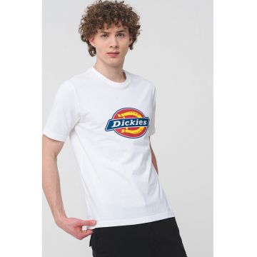 Tricou cu logo - din bumbac - Alb optic/Bleumarin