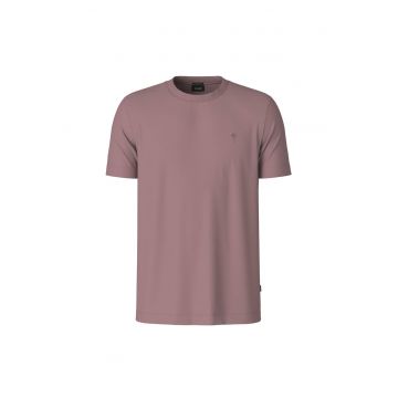 Tricou din bumbac organic cu decolteu la baza gatului - Liliac prafuit