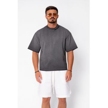 Tricou Oversized Prespalat Black 22298 - Negru