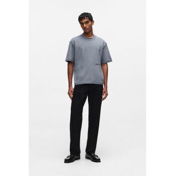 Tricou supradimensionat cu maneci cazute - Albastru stins