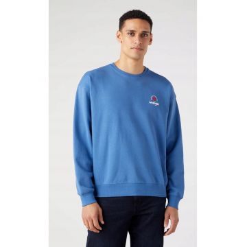 Bluza barbati  We Care - albastru federal - logo mic rosu si alb - bumbac -