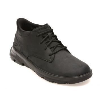 Ghete SKECHERS negre, ARCH FIT GARZA, din piele naturala