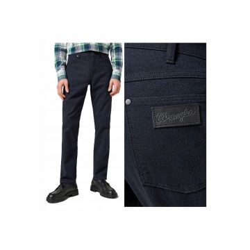 Pantaloni drepti de bumbac cu talie medie Greensboro - Bleumarin