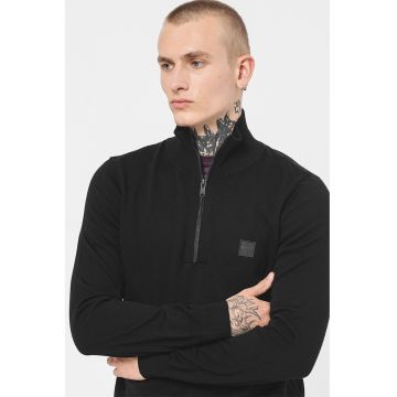 Pulover cu fenta cu fermoar si guler inalt Kanobix - Negru stins