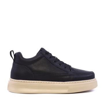 Sneakers high top bărbați Benvenuti negri din piele 1922BG6632N