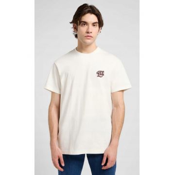 Tricou barbati  supradimensionat - cu imprimeu - alb - bumbac