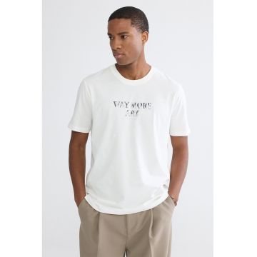 Tricou din bumbac cu imprimeu - Alb