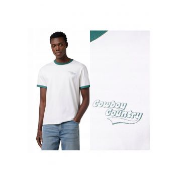 Tricou Pentru Barbati -  Alb - Ringer Tee - Regular Fit - Compozitie Material 100% Bumbac - Stil Casual - Alb