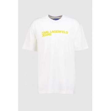 Tricou regular fit din bumbac organic - Portocaliu/Alb murdar