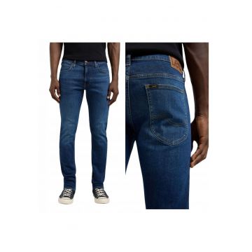Blugi slim fit cu talie medie - Albastru
