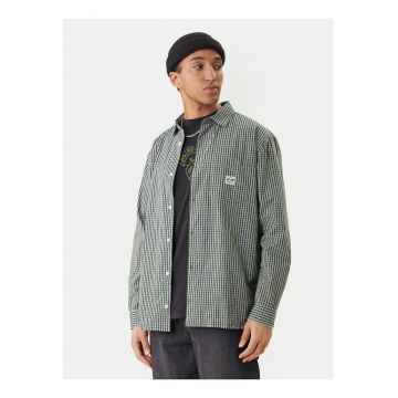Camasa barbati -  verde - bumbac - maneca lunga - carouri -