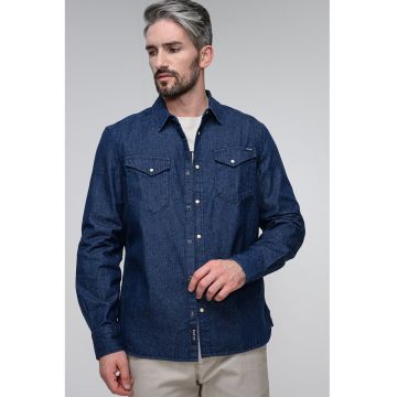 Camasa regular fit cu capse Duver - Albastru melange