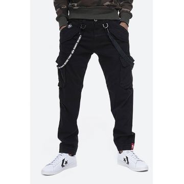 Pantaloni cargo cu benzi decorative - Negru