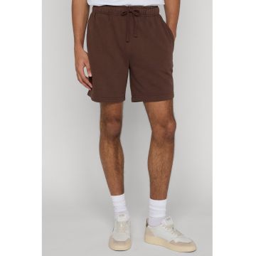 Pantaloni scurti din amestec de bumbac cu snur - Maro inchis