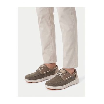 Pantofi barbatesti  casual - maro - textil - inchidere cu siret -