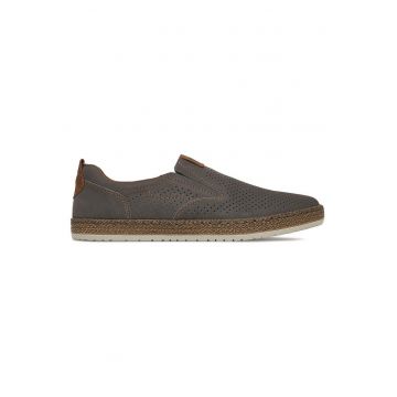 Pantofi barbati -  gri - piele naturala - varf rotund -
