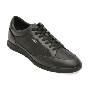 Pantofi sport BOSS negri, 8501, din material testil si piele naturala