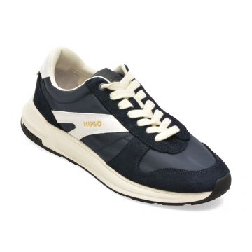 Pantofi sport HUGO bleumarin, 3605, din material textil si piele naturala