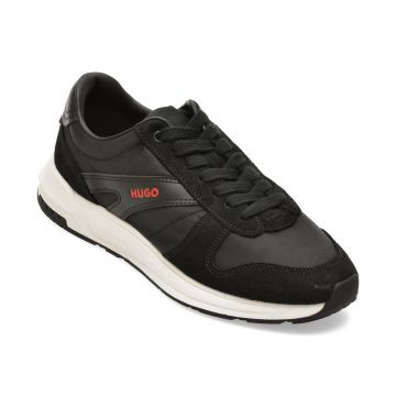 Pantofi sport HUGO negri, 3605, din material textil si piele naturala