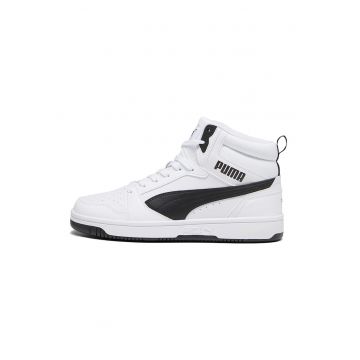 Pantofi sport mid-high din piele ecologica Rebound - Alb/Negru