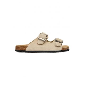 Papuci barbati  piele naturala - bej -