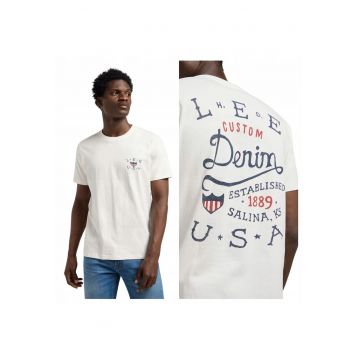 Tricou Pentru Barbati -  Marimea S - Alb Ecru - Essential Graphic Tee - Croiala Regular Fit - Compozitie Material 100% Bumbac