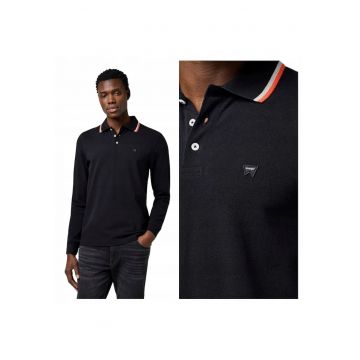 Tricou Polo Barbati -  LS Polo Shirt - S INTL - Negru - Regular Fit - Bumbac - Design Clasic Casual - Ideal Pentru Uz Zilnic - Maneca Lunga