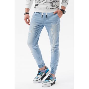 Pantaloni jogger din denim cu aspect deteriorat