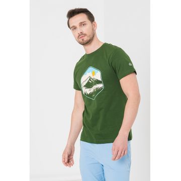 Tricou cu decolteu la baza gatului si imprimeu grafic
