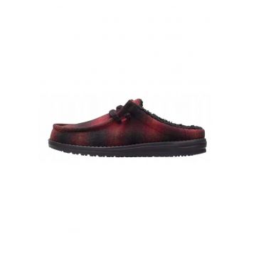 Mocasini barbati - Hey Dude - Wally Slip Cozy Plaid - rosu-negru - Rosu