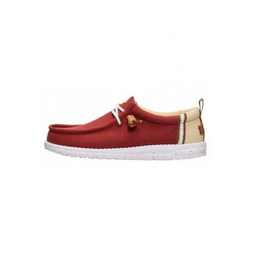 Mocasini barbati - Hey Dude - Wally Summer Linen rosu bej - Rosu