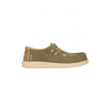 Mocasini din material textil - Verde masliniu