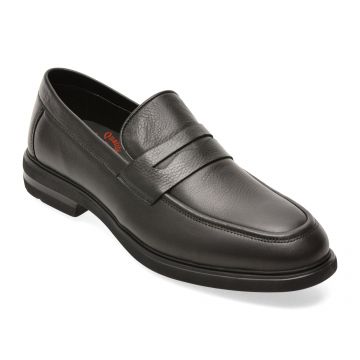 Mocasini OTTER negri, E1811, din piele naturala