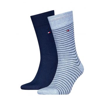Set de 2 perechi de sosete lungi cu model dungi - Albastru glaciar/Bleumarin