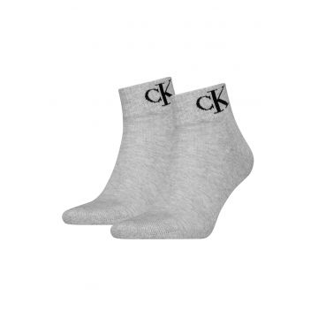 Set de sosete scurte cu logo - 2 perechi - Negru/Gri inchis melange