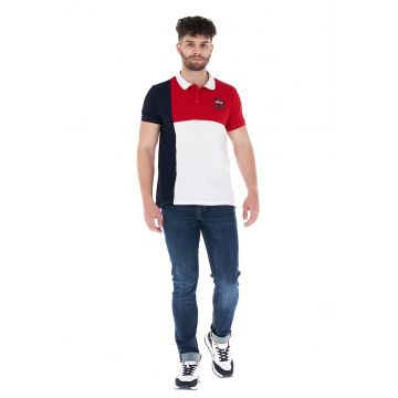 Tricou polo colorblock din material pique