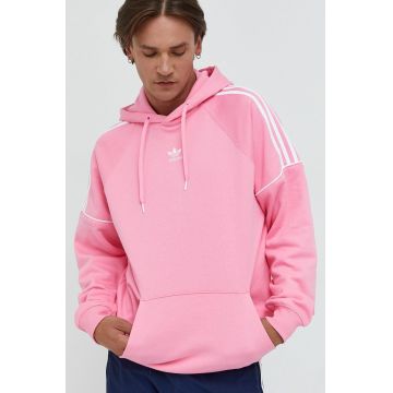 adidas Originals hanorac de bumbac barbati, culoarea roz, cu imprimeu