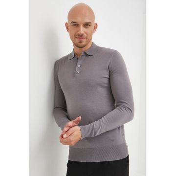 Emporio Armani pulover de lana barbati, culoarea gri, light