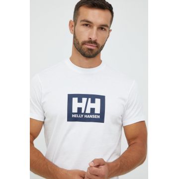 Helly Hansen tricou din bumbac culoarea alb, cu imprimeu 53285-096