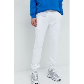 Hollister Co. pantaloni de trening barbati, culoarea alb, neted