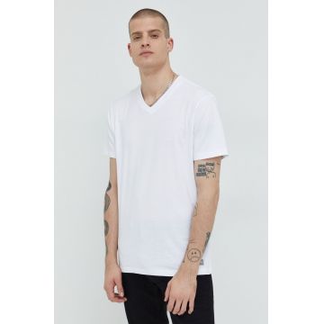 Hollister Co. tricou din bumbac culoarea alb, neted