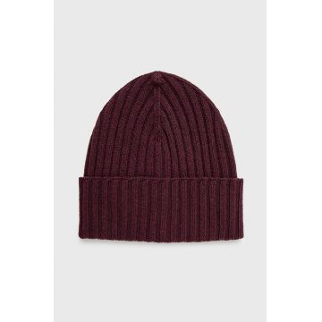 Sisley caciula din amestec de lana culoarea bordo, din tesatura neteda Sisley caciula din amestec de lana culoarea bordo, din tesatura neteda