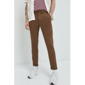 Solid pantaloni barbati, culoarea maro, drept