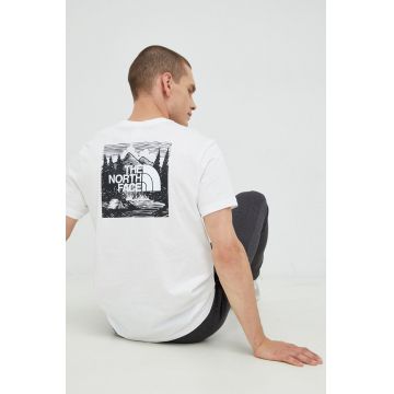 The North Face tricou din bumbac culoarea alb, cu imprimeu