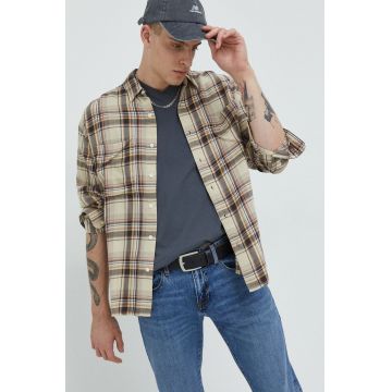 Abercrombie & Fitch camasa barbati, culoarea maro, cu guler button-down, regular