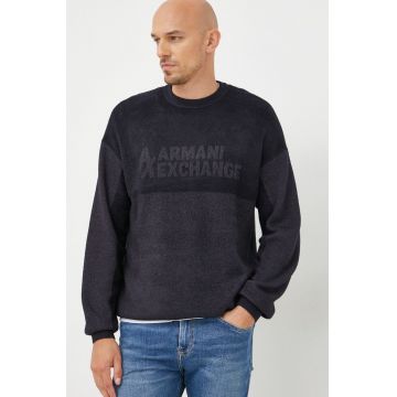 Armani Exchange pulover barbati, culoarea albastru marin, light