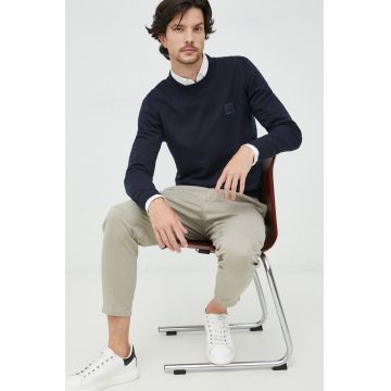 BOSS pulover din amestec de casmir Boss Casual barbati, culoarea albastru marin, light