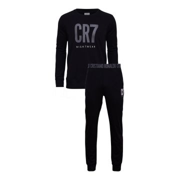 CR7 Cristiano Ronaldo pijama barbati, culoarea negru, cu imprimeu