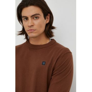 G-Star Raw pulover de bumbac barbati, culoarea maro, light
