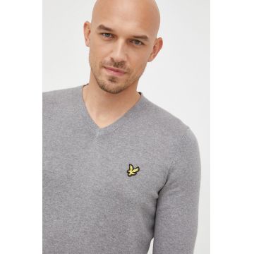 Lyle & Scott pulover din amestec de lana barbati, culoarea gri, light